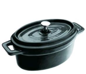 CAÇAROLA OVAL 15X10X6CM-0.5L PRETO FERRO